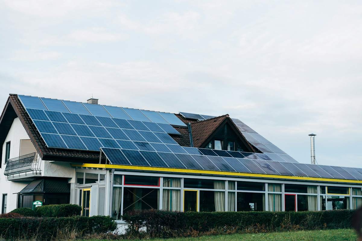 House with solar panels on its roof